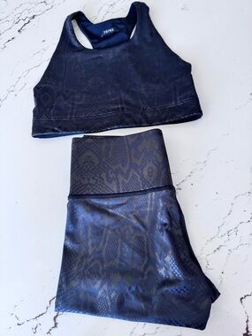 Terez Black Snake-Print Active Bra & High-Waist Leggings